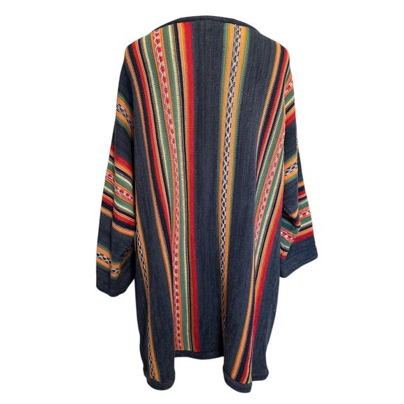 Chaps Western Sweater Womens Size 2X Aztec Striped 3/4 Sleeve Linen Cotton - Picture 3 of 7